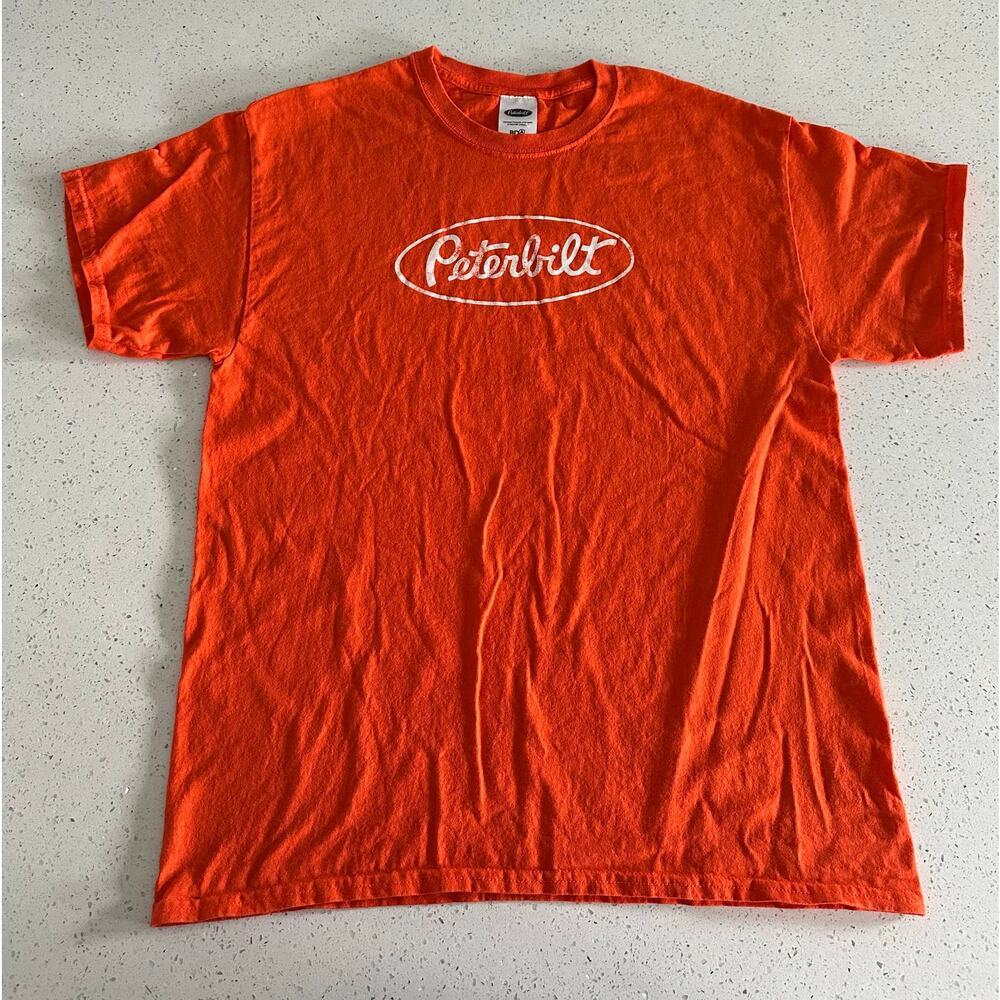 Vintage Y2K PB Trucks Peterbilt Logo Print Black Cotton T-shirt Adult Size Large